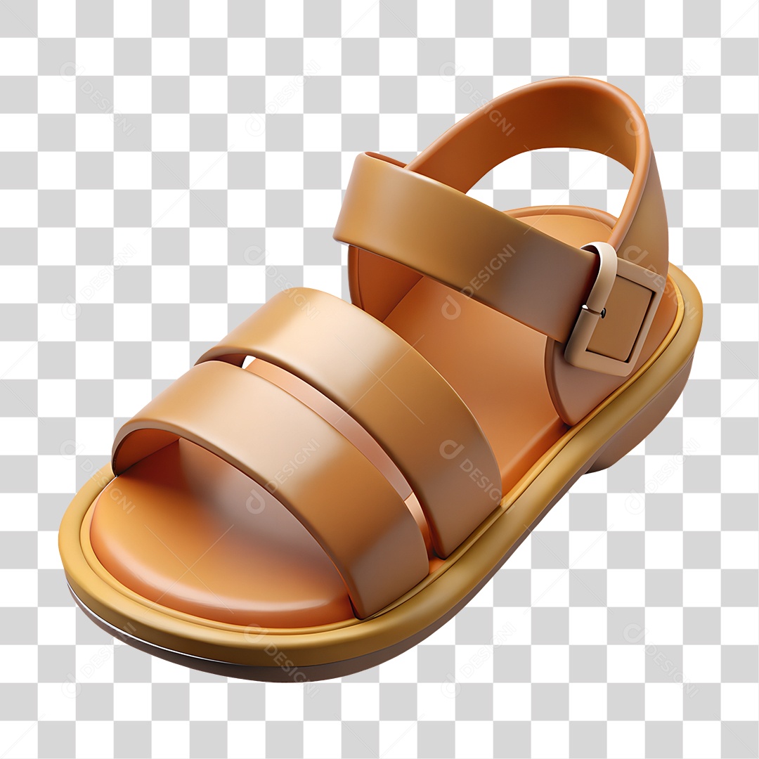Elemento 3D Sandália Marrom PNG Transparente