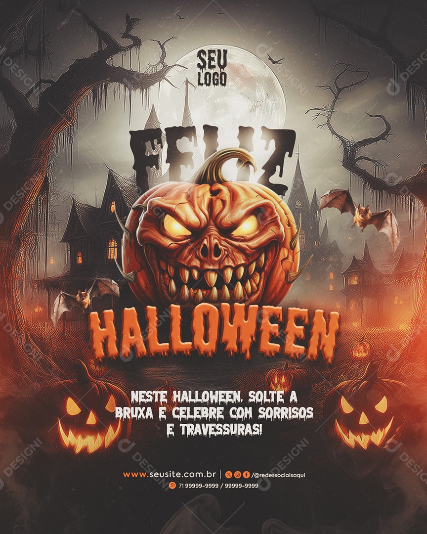 Feliz Halloween Feed Social Media PSD Editável