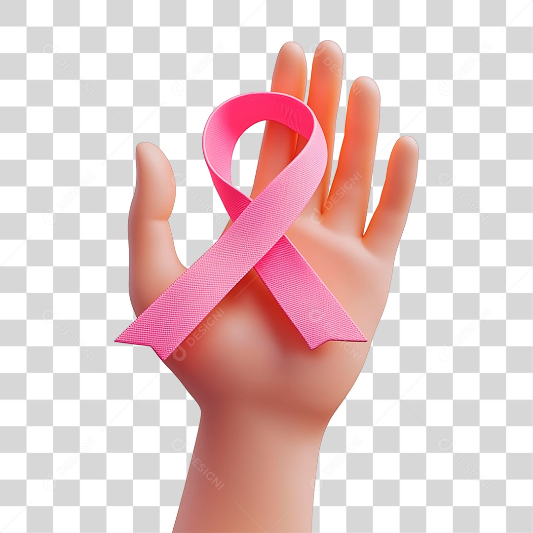 Mão com Laço Rosa PNG Transparente