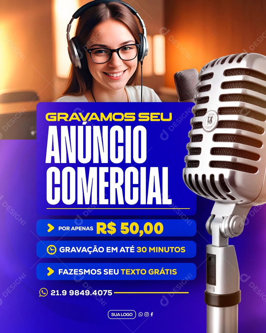 Gravamos seu Anúncio Comercial Social Media PSD Editável