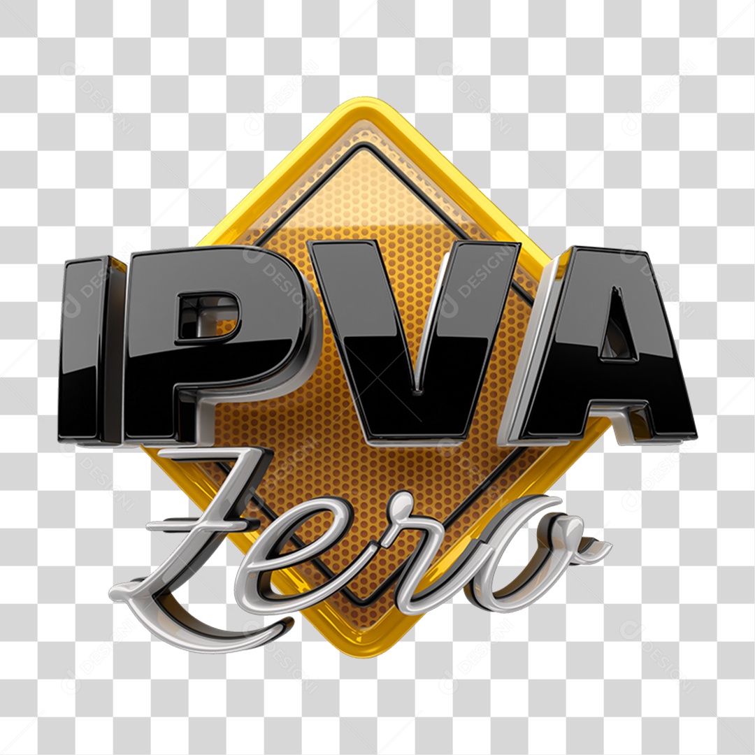 Selo 3D Ipva Zero PNG Transparente