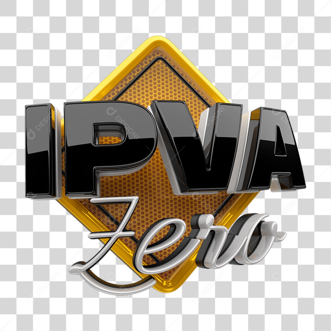 Selo 3D Ipva Zero PNG Transparente