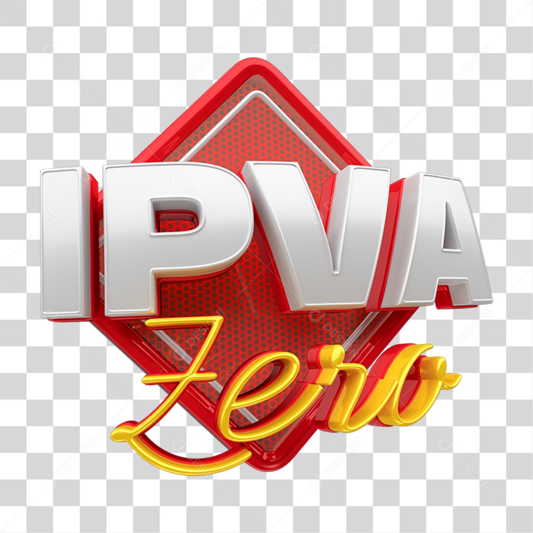 Selo 3D Ipva Zero PNG Transparente