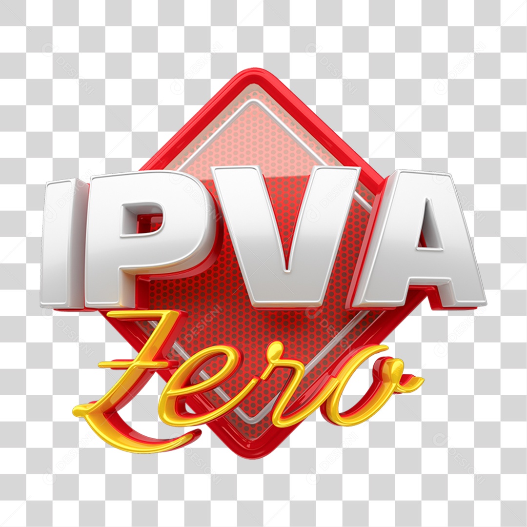 Selo 3D Ipva Zero PNG Transparente