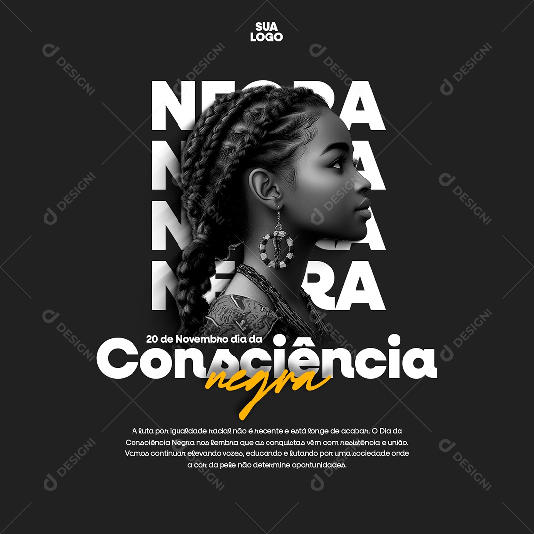 Dia da Consciência Negra 20 de Novembro Social Media PSD Editável