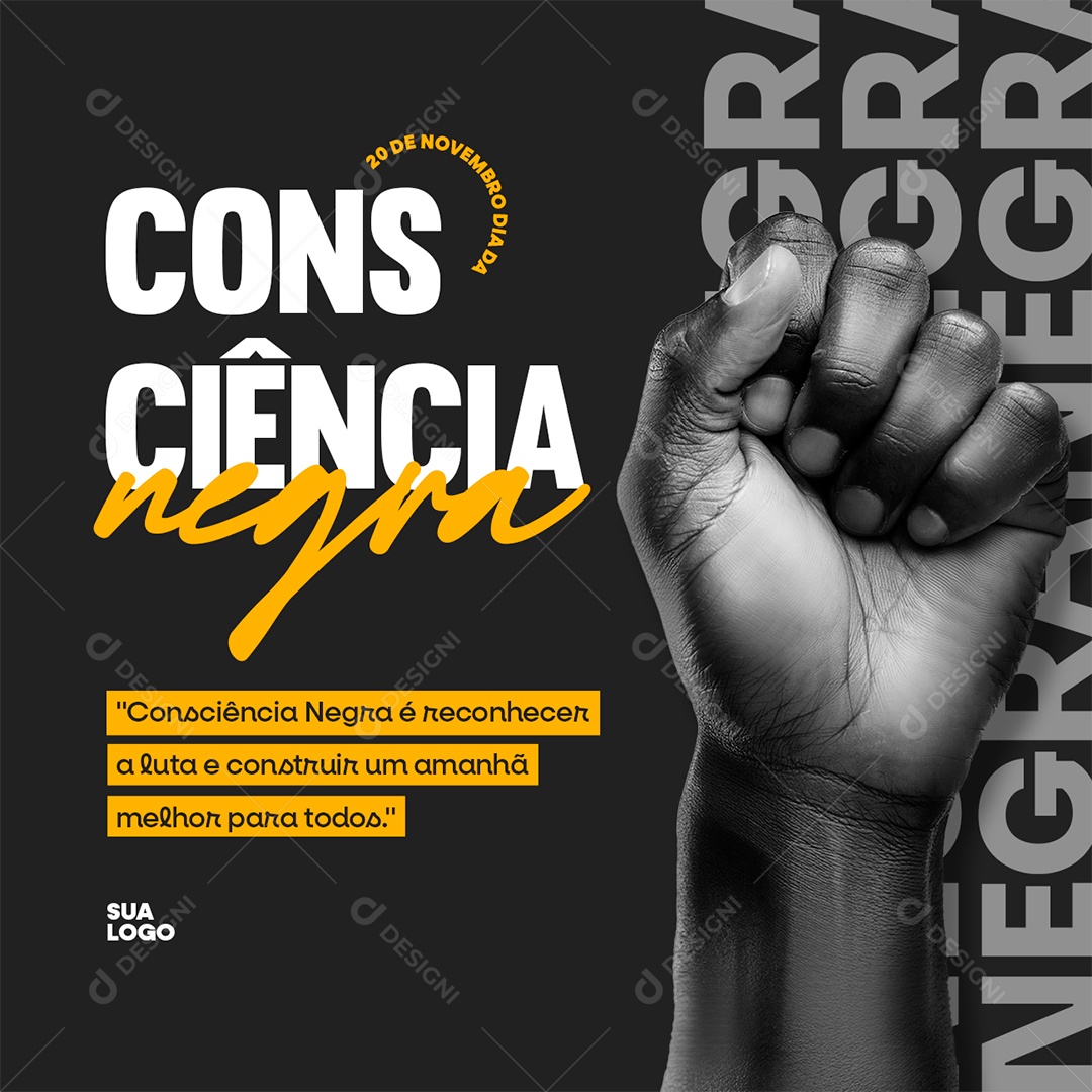 Dia da Consciência Negra 20 de Novembro Social Media PSD Editável