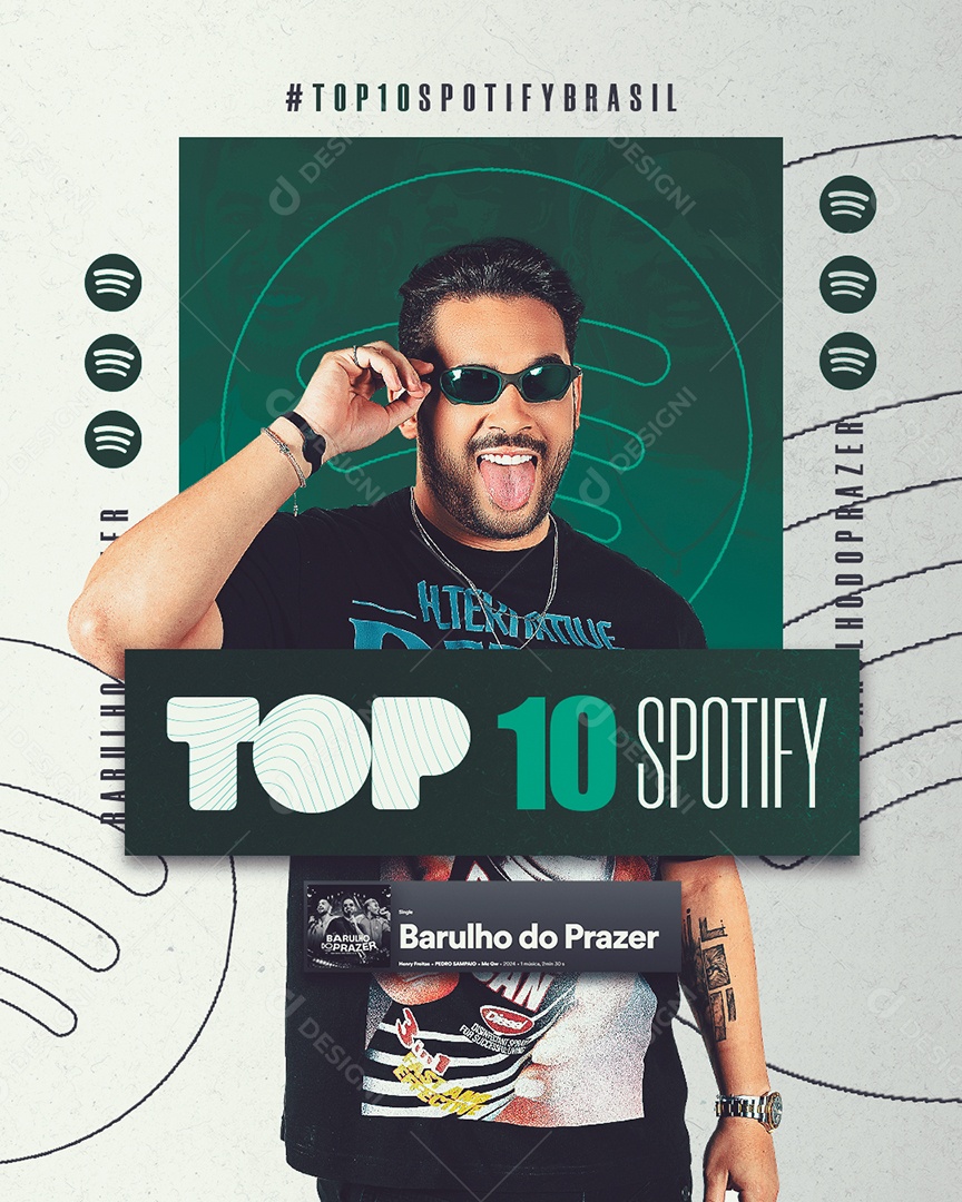 Feed Flyer Top 10 Spotify Social Media PSD Editável