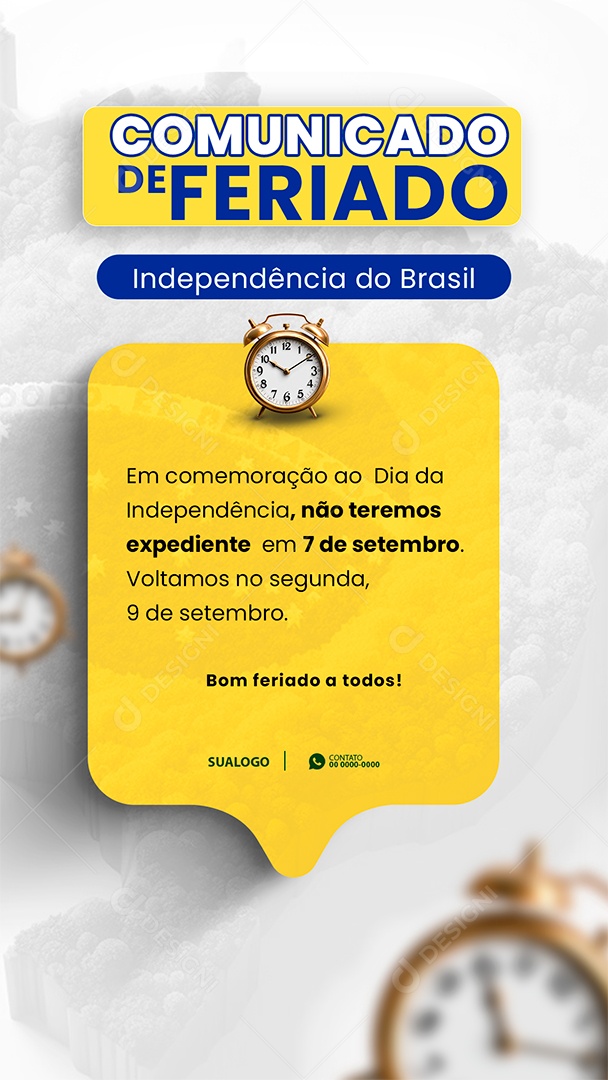 Story Comunicado de Feriado Independência do Brasil Social Media PSD Editável