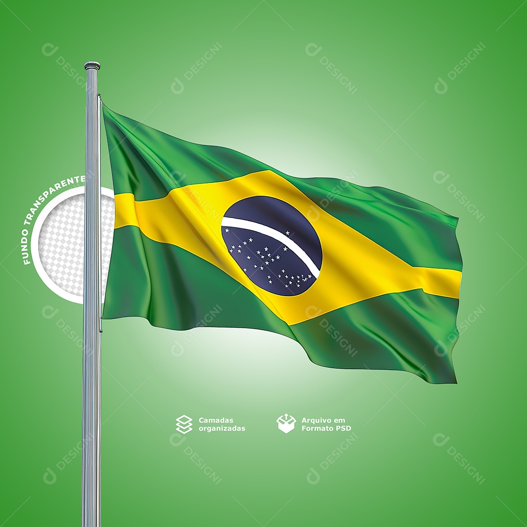 Elemento 3D Bandeira para Composição PSD