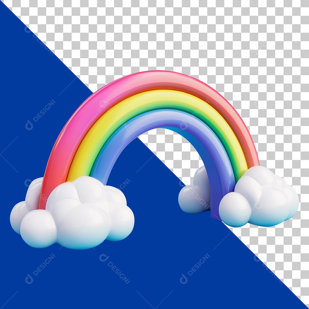 Arco-íris 3D Elemento do Dia das Crianças Para Composição PSD