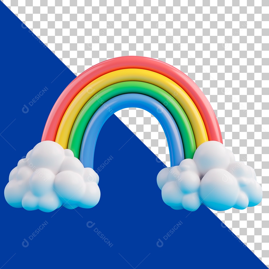 Arco-íris 3D Elemento do Dia das Crianças Para Composição PSD