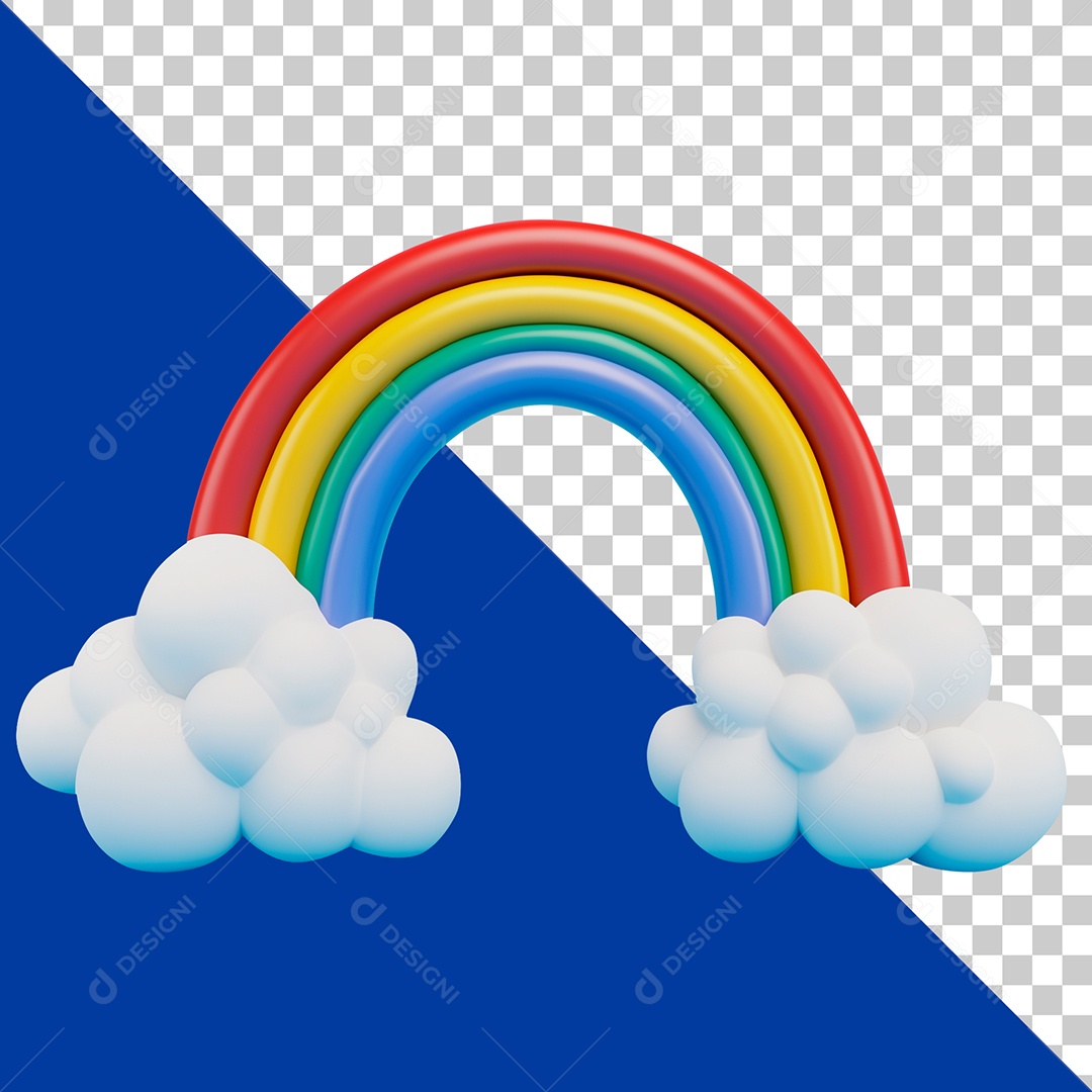 Arco-íris 3D Elemento do Dia das Crianças Para Composição PSD