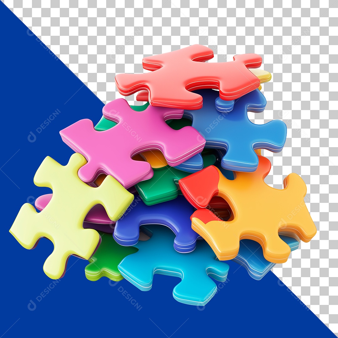 Peças de Quebra Cabeças Coloridas Para Composição PSD