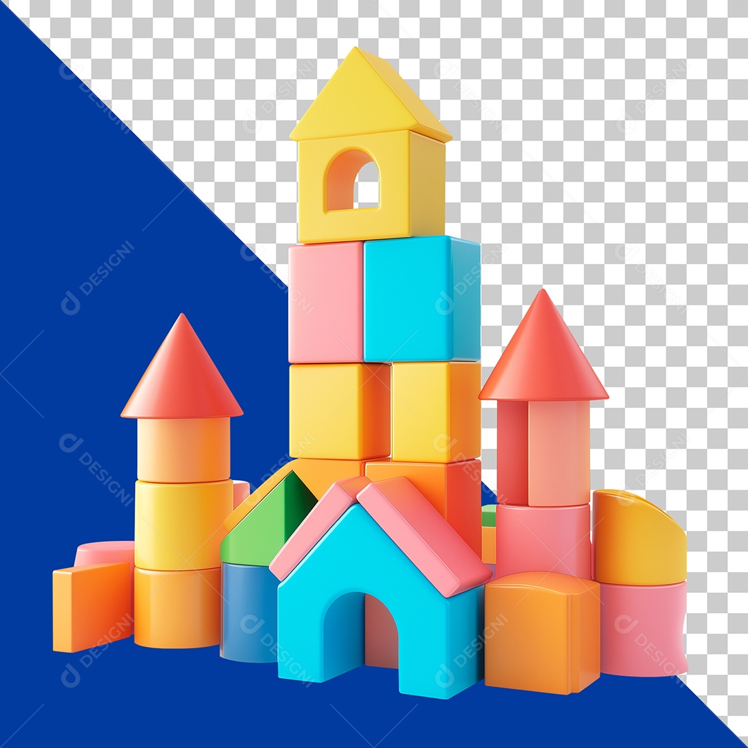 Blocos de Brinquedo Elemento 3D para Composição PSD