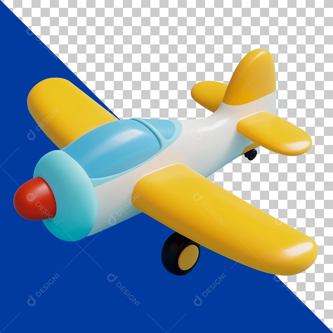 Avião de Brinquedo Elemento 3D Para Composição PSD