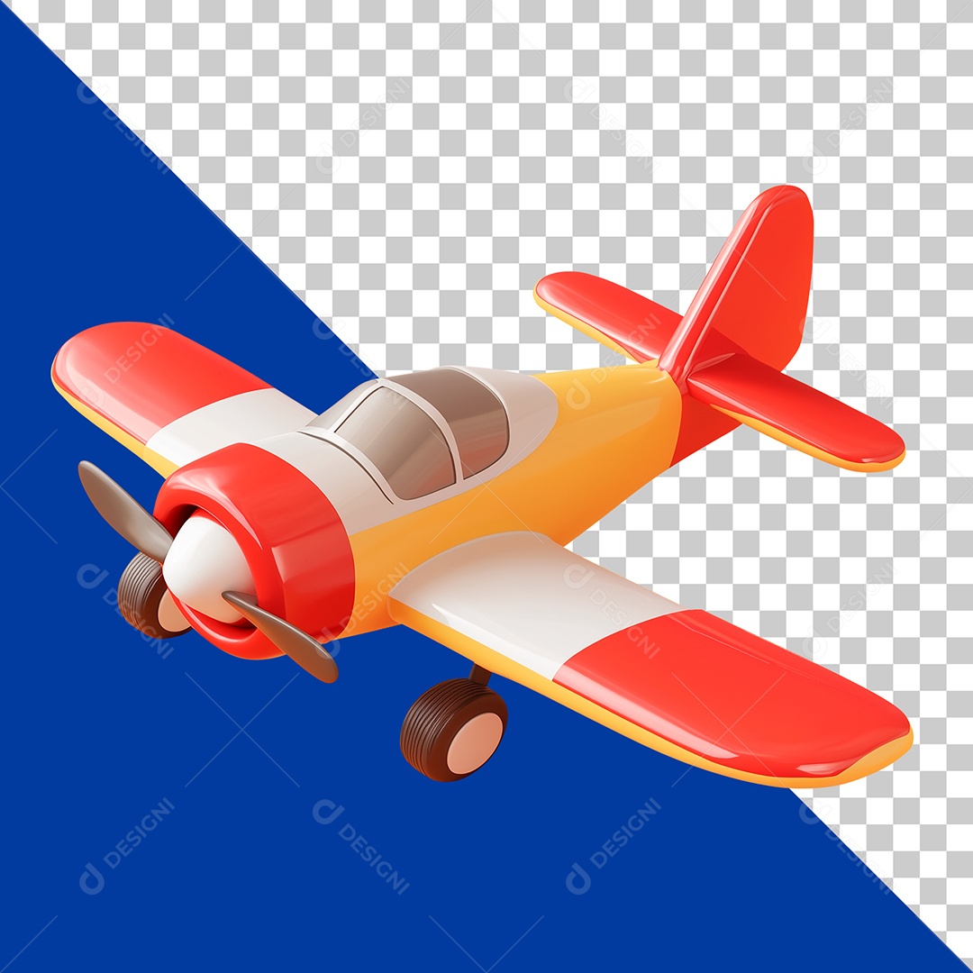 Avião de Brinquedo Elemento 3D Para Composição PSD
