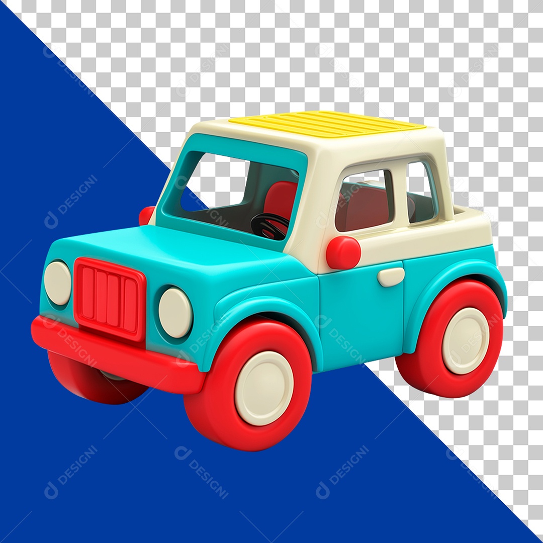 Carinho de Brinquedo Elemento 3D Para Composição PSD