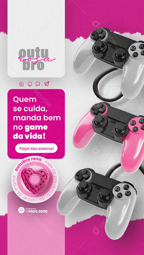 Story Outubro Rosa Quem de Cuida Manda Bem no Game da Vida Social Media PSD Editável