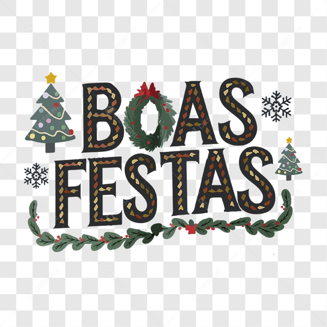 Lettering Natal Boas Festas EPS + PNG