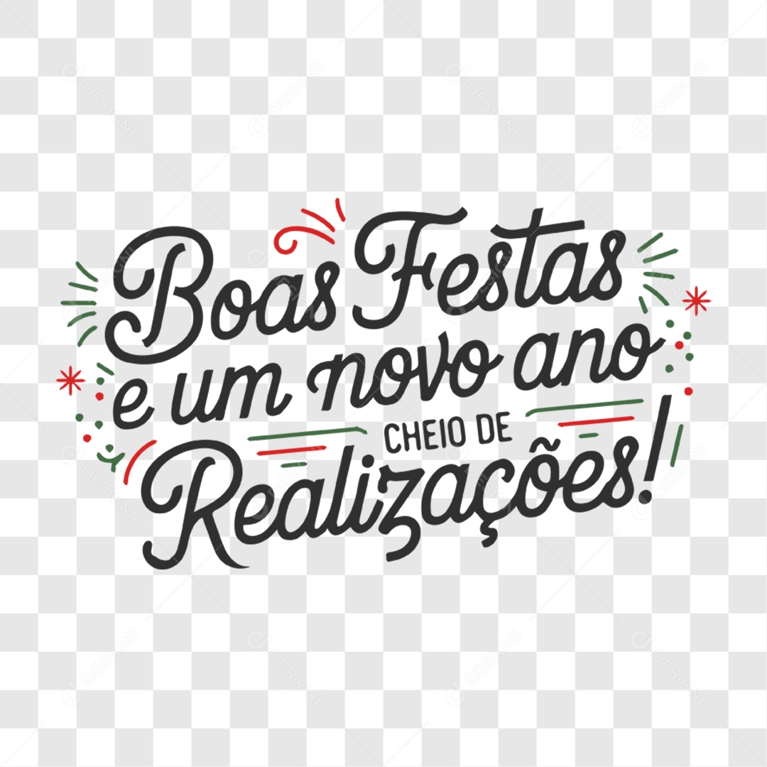 Lettering Natal Boas Festas E Um Novo Ano Cheio De De Realizações EPS + PNG