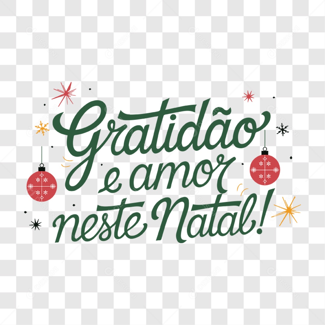 Lettering Gratidão e Amor Neste Natal EPS + PNG