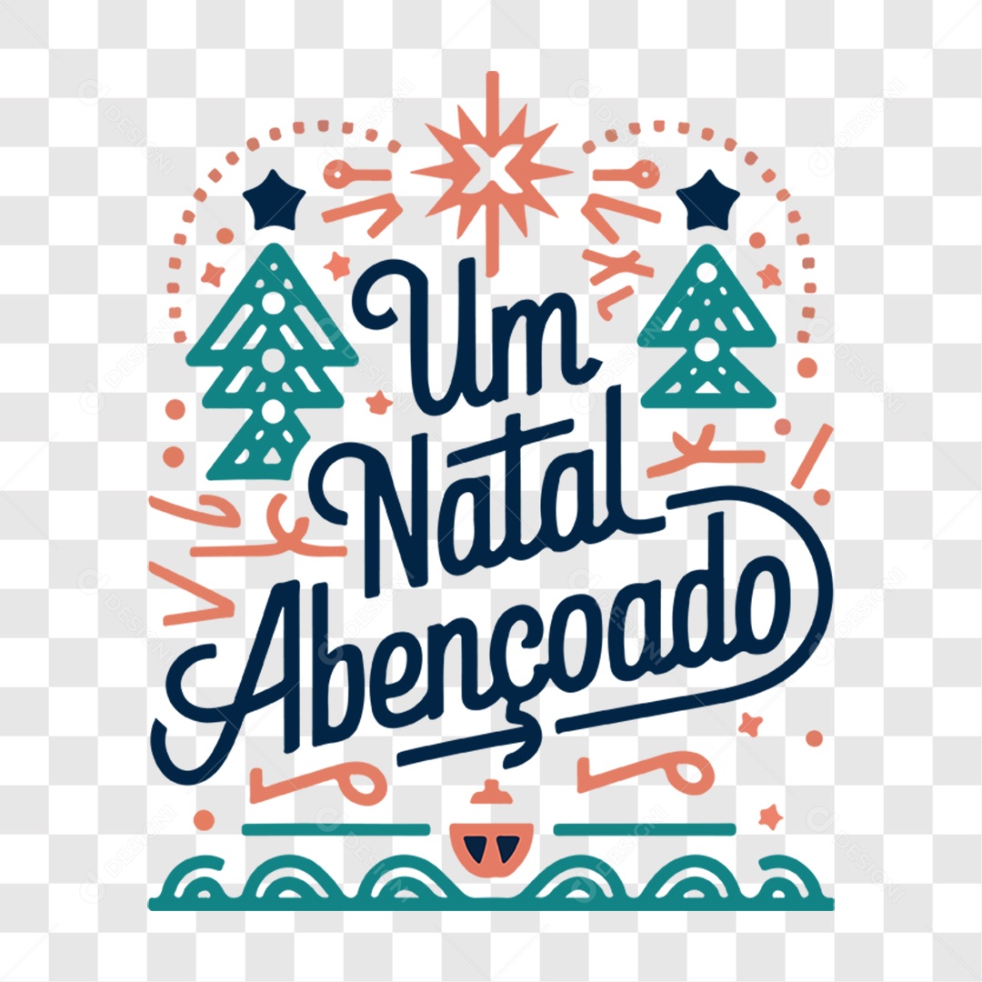 Lettering Um Natal Abençoado EPS + PNG