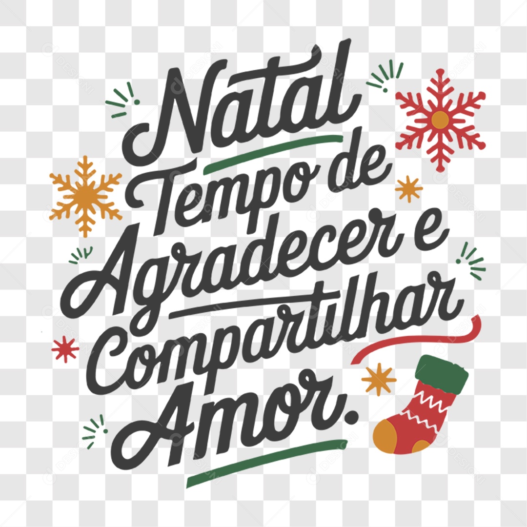Lettering Natal Tempo de Agradecer e Compartilhar Amor EPS + PNG