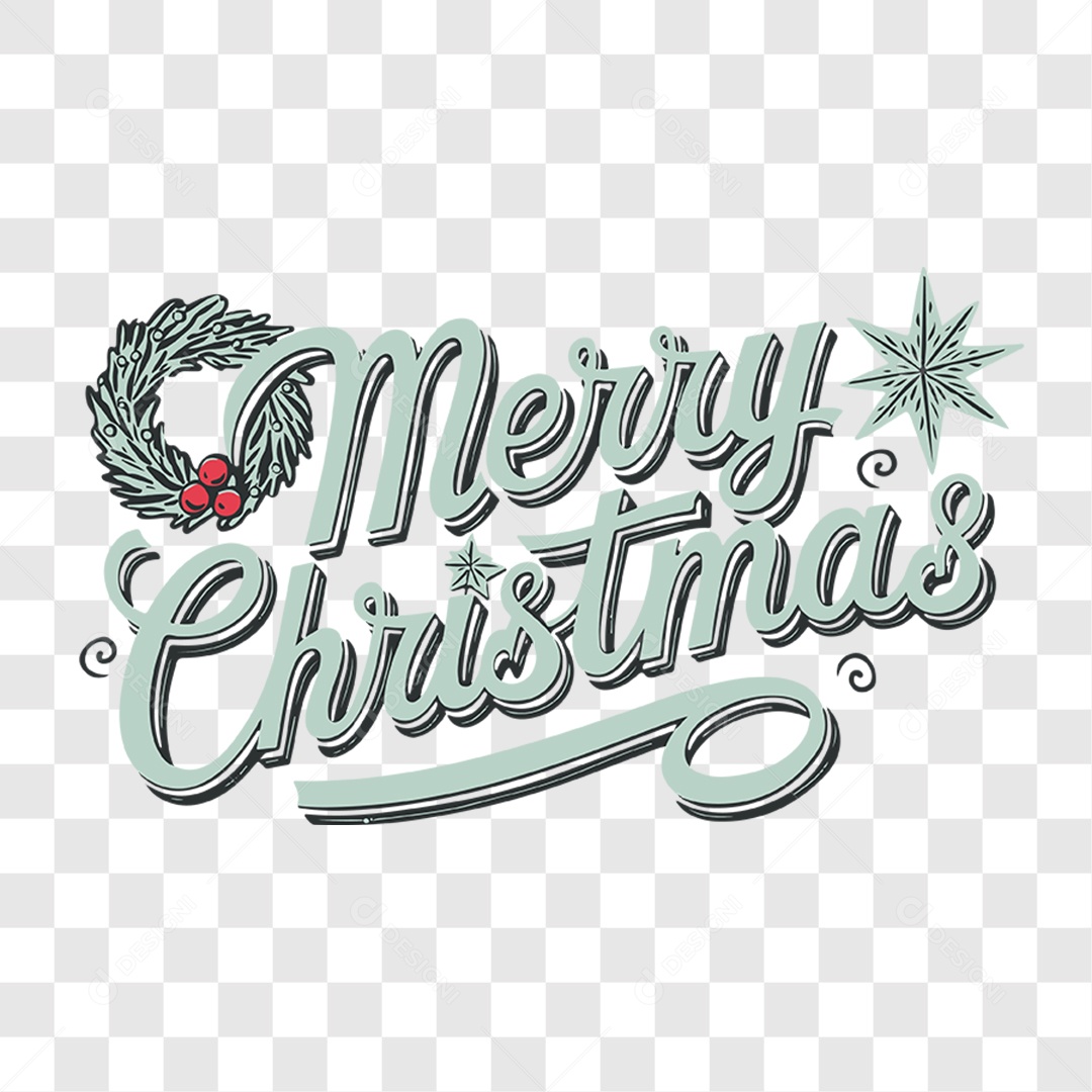 Lettering Natal Merry Christmas EPS + PNG