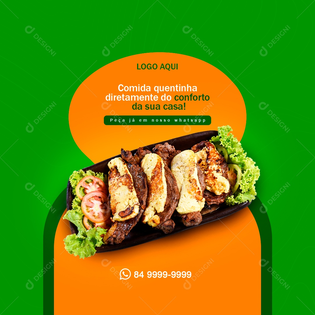 Restaurante Comida Quantinha Diretamente Do Conforto Da Sua Casa Social Media PSD Editável