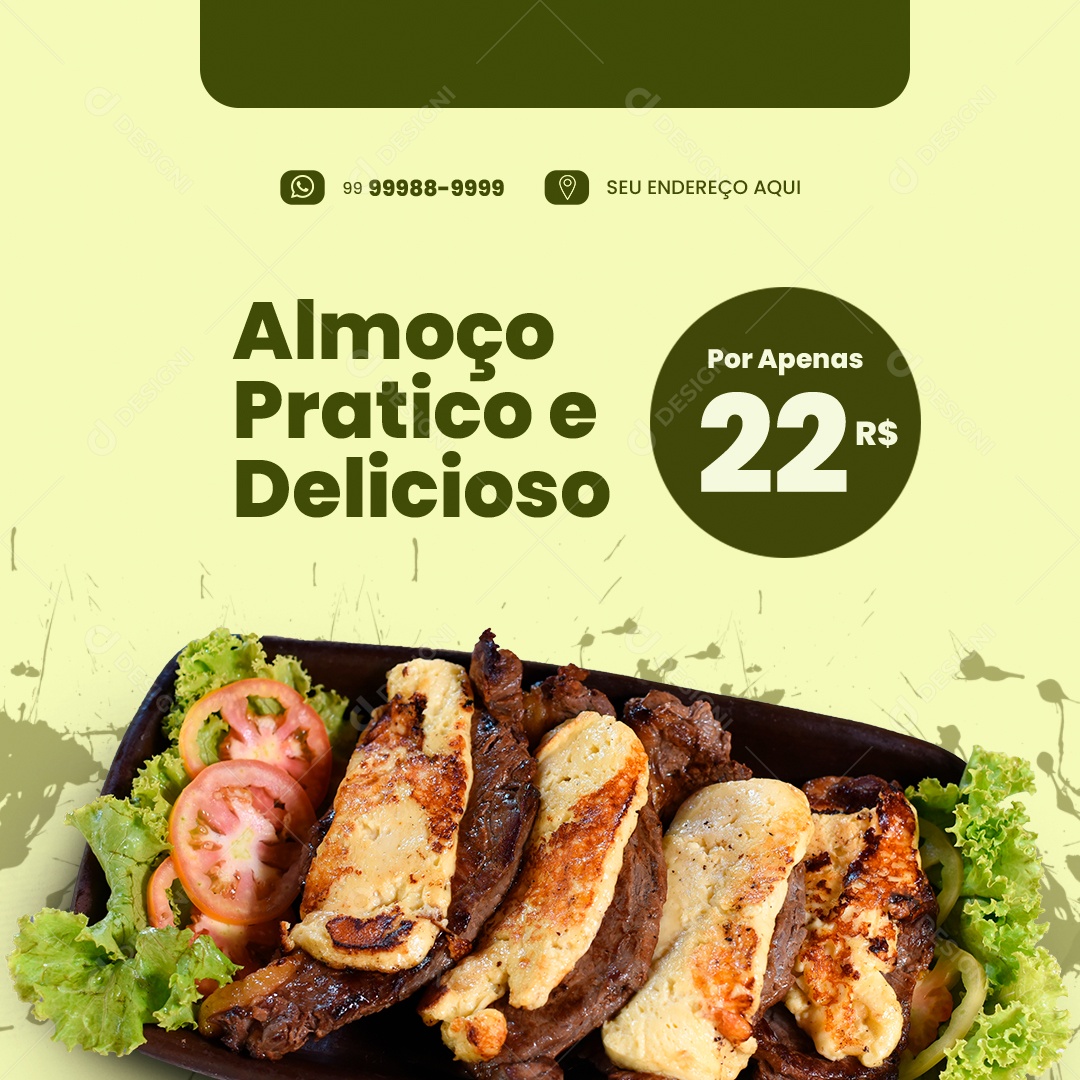 Restaurante Alomoço Pratico E Delicioso Social Media PSD Editável