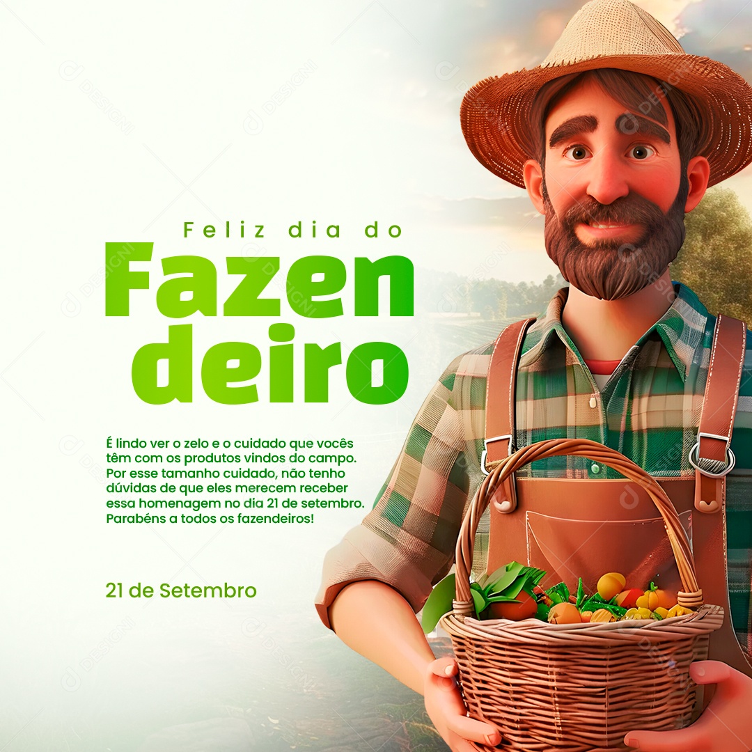 Dia Do Fazendeiro 21 De Setembro Social Media PSD Editável