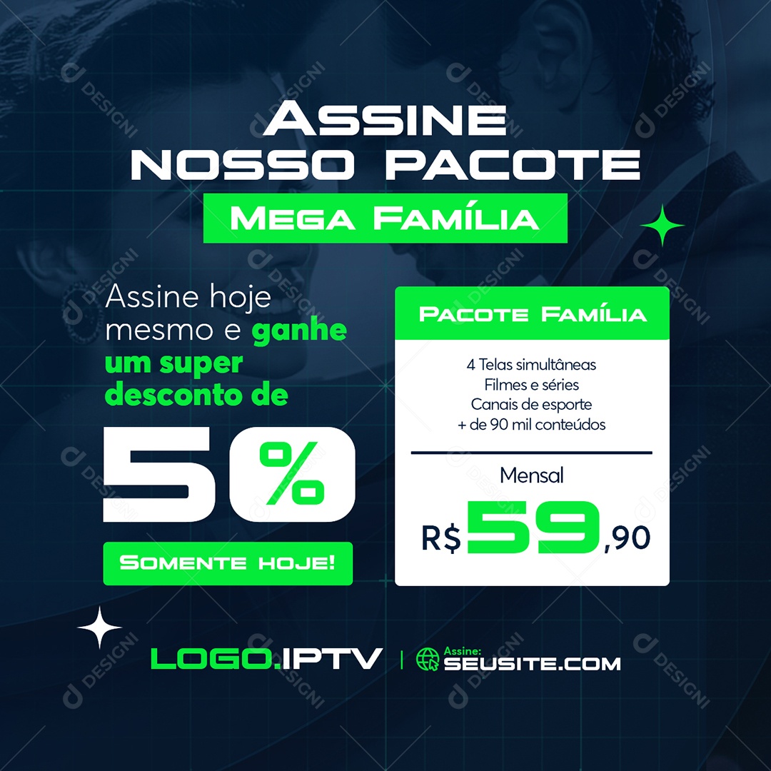 Pacote Planos IPTV Assine Nosso Pacote Social Media PSD Editável