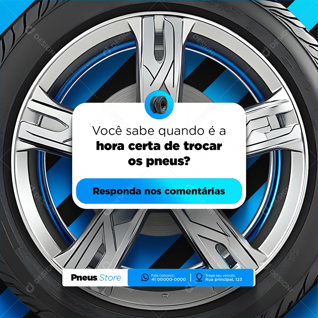 Loja de Pneus Você Sabe Quando é a Hora Certa Social Media PSD Editável