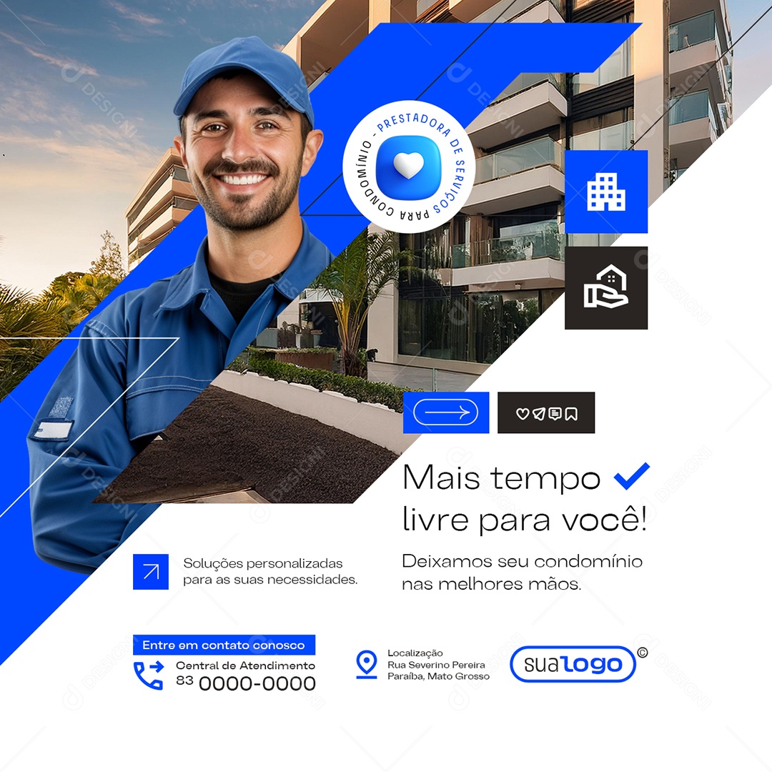 Prestador de Serviços Mais Tempo Livre para Você Social Media PSD Editável
