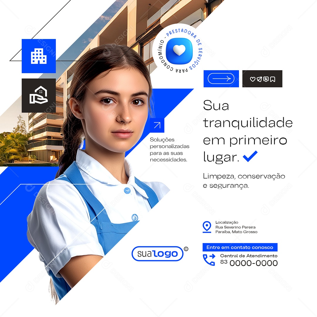 Prestador de Serviços Sua Tranquilidade em Primeiro Lugar Social Media PSD Editável