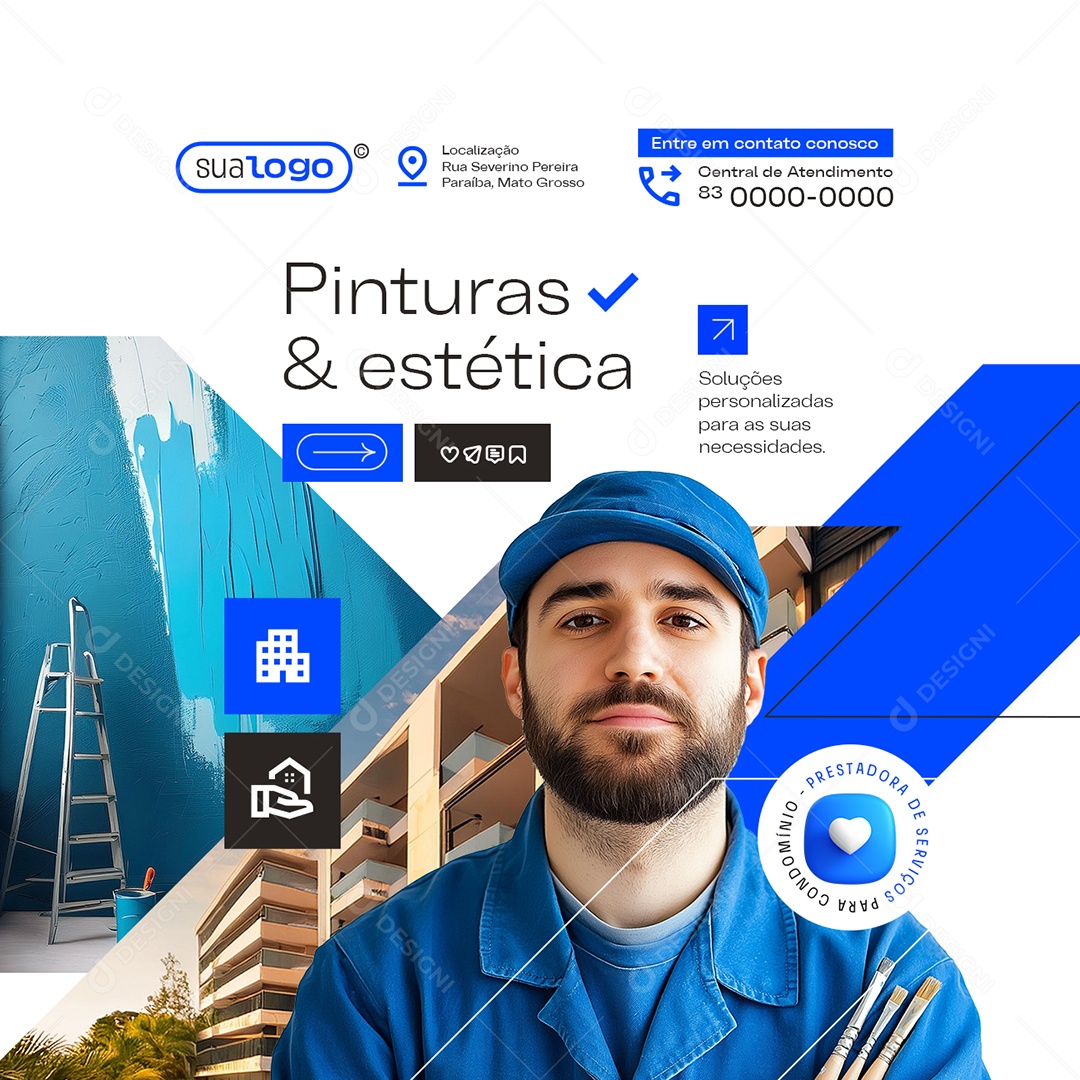 Prestador de Serviços Pinturas e Estética Social Media PSD Editável