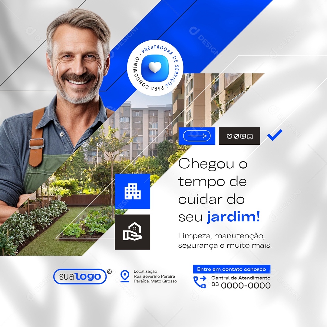 Prestador de Serviços Chegou o Tempo de Cuidar do Seu Jardim Social Media PSD Editável