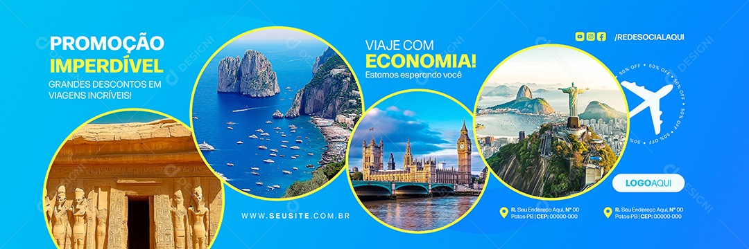 Banner Pacotes de Viagem Agência de Viagens Social Media PSD Editável