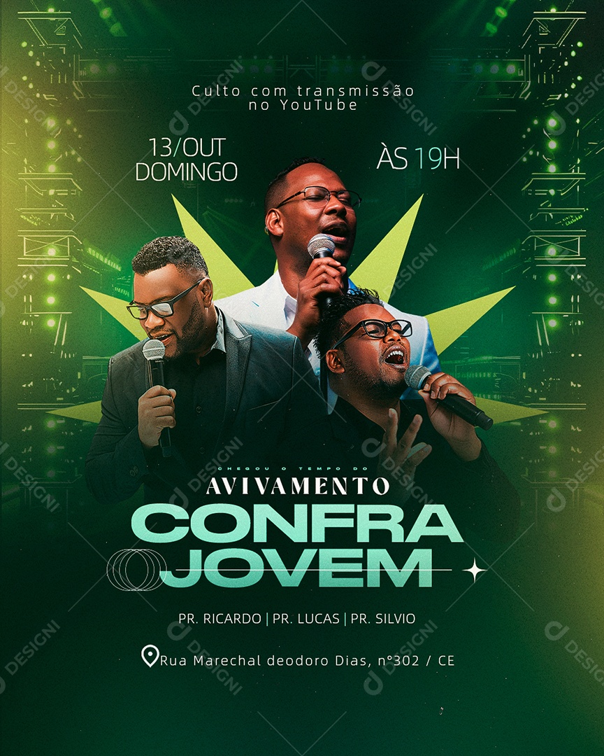 Gospel Avivamento Confra Jovem Social Media PSD Editável