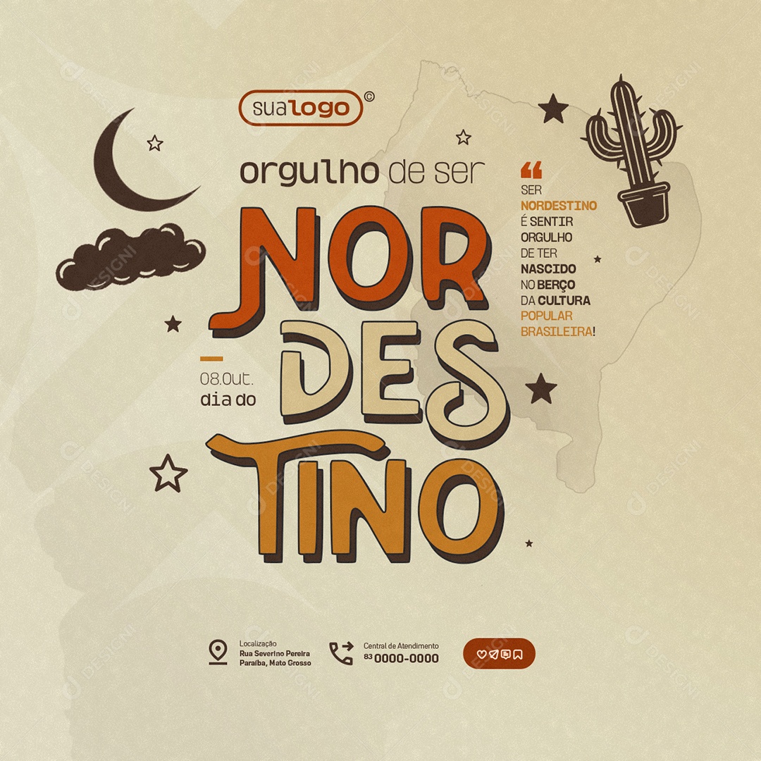 Social Media Dia do Nordestino 08 de Outubro Orgulho de Ser Nodestino PSD Editável