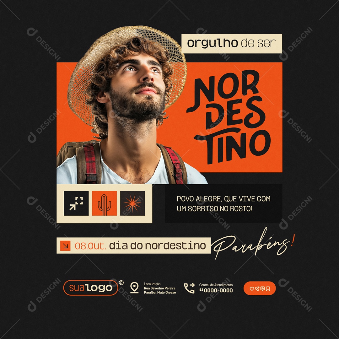 Dia do Nordestino 08 de Outubro Parabéns Social Media PSD Editável