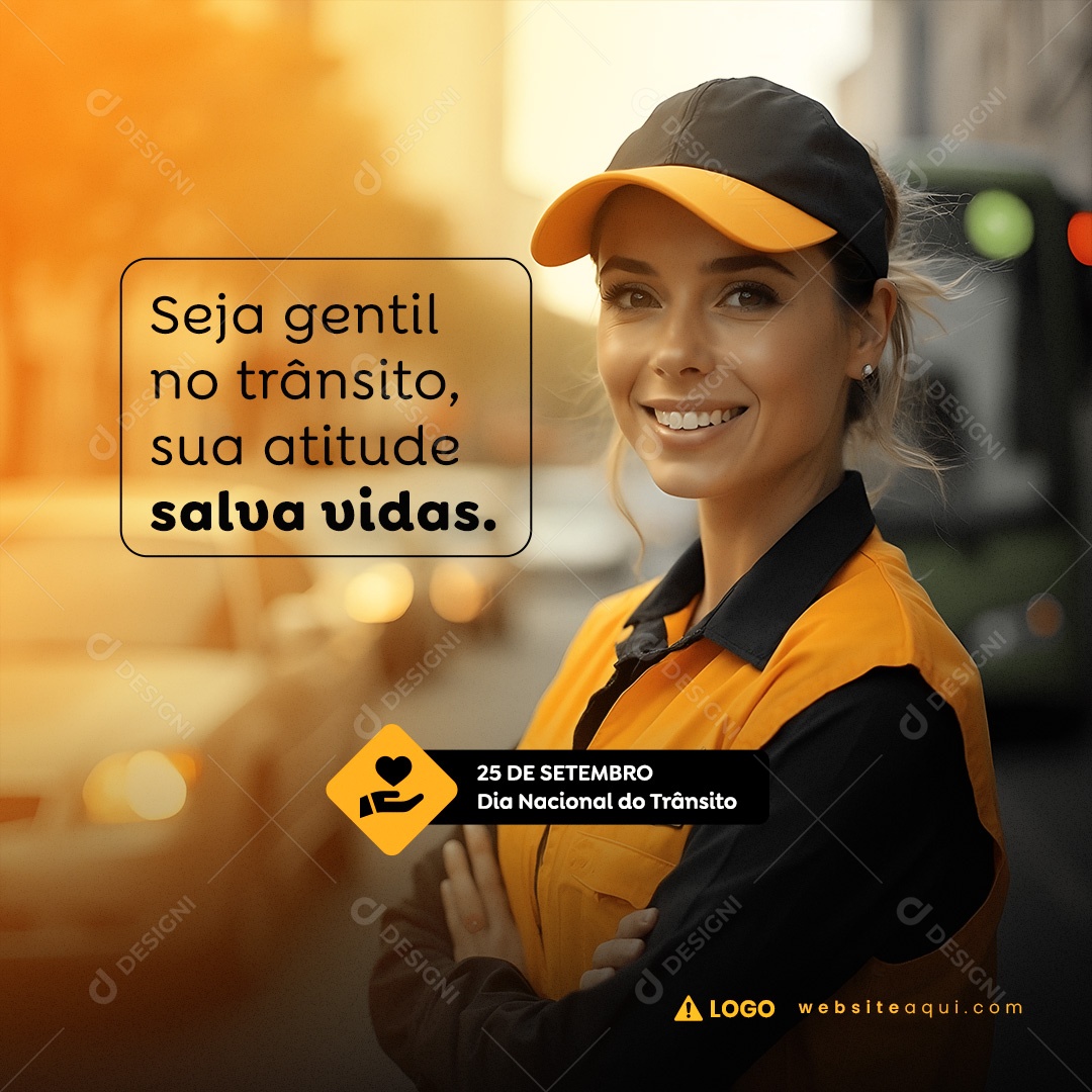 Dia Nacional do Trânsito 25 de Setembro Social Media PSD Editável