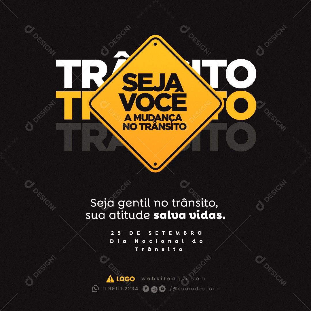 Dia Nacional do Trânsito 25 de Setembro Social Media PSD Editável