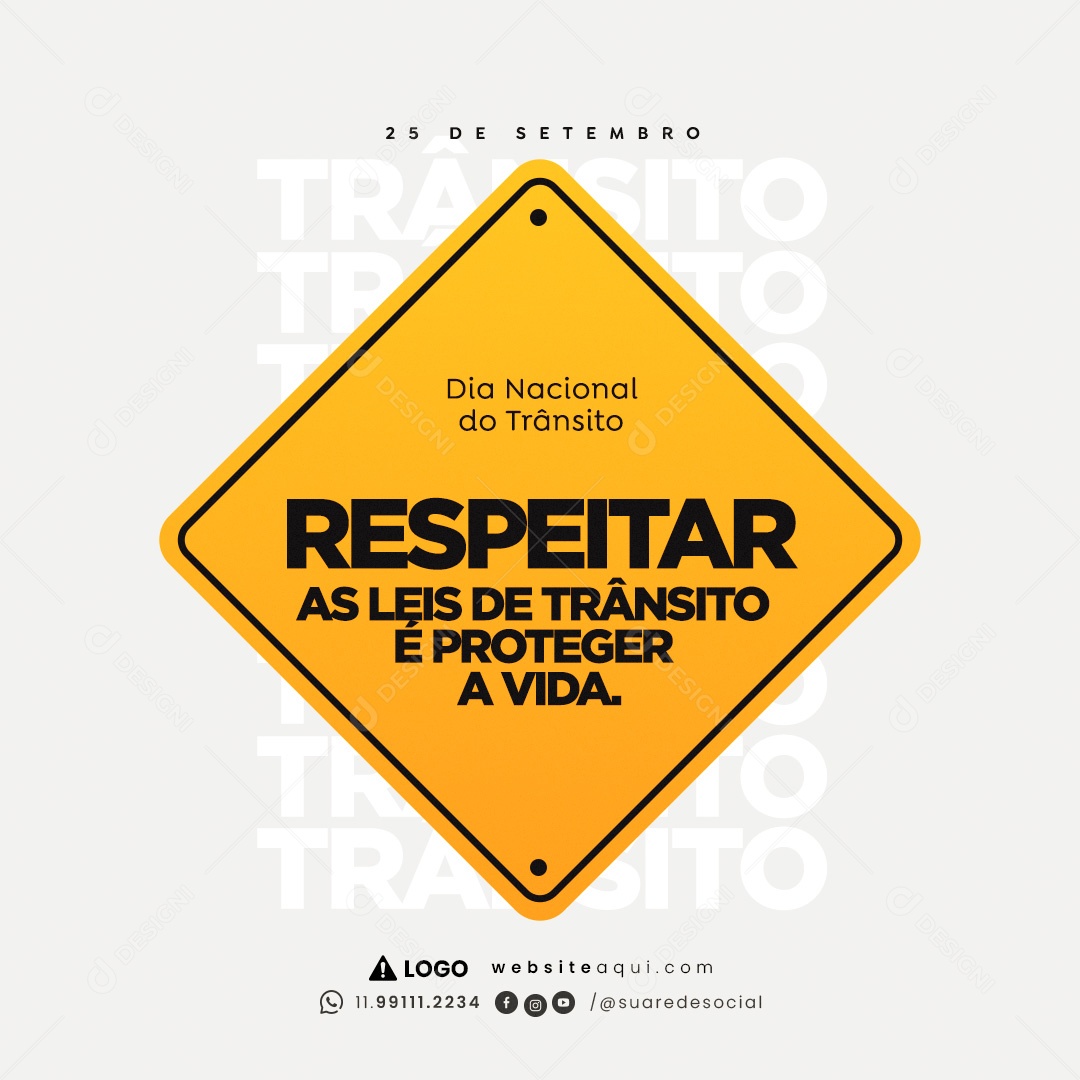 Dia Nacional do Trânsito 25 de Setembro Social Media PSD Editável