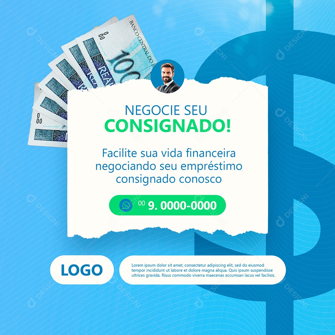 Empréstimo Negocie Seu Consignado Social Media PSD Editável