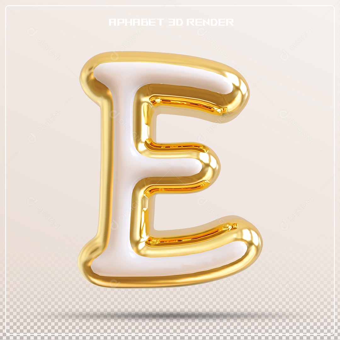 Balão Dourado Letra E Maiúscula Elemento 3D Para Composição PSD