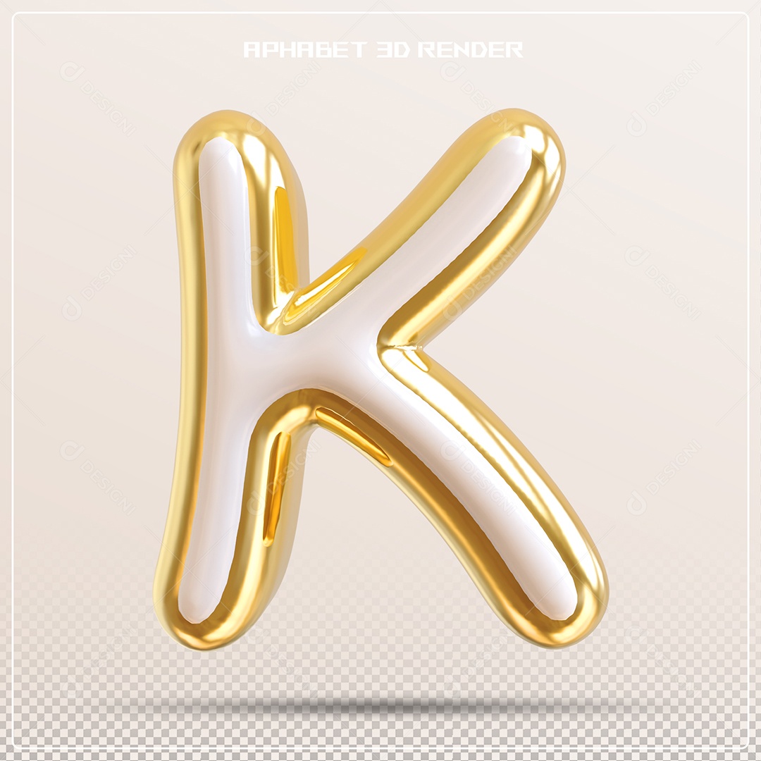 Balão Dourado Letra K Maiúscula Elemento 3D Para Composição PSD