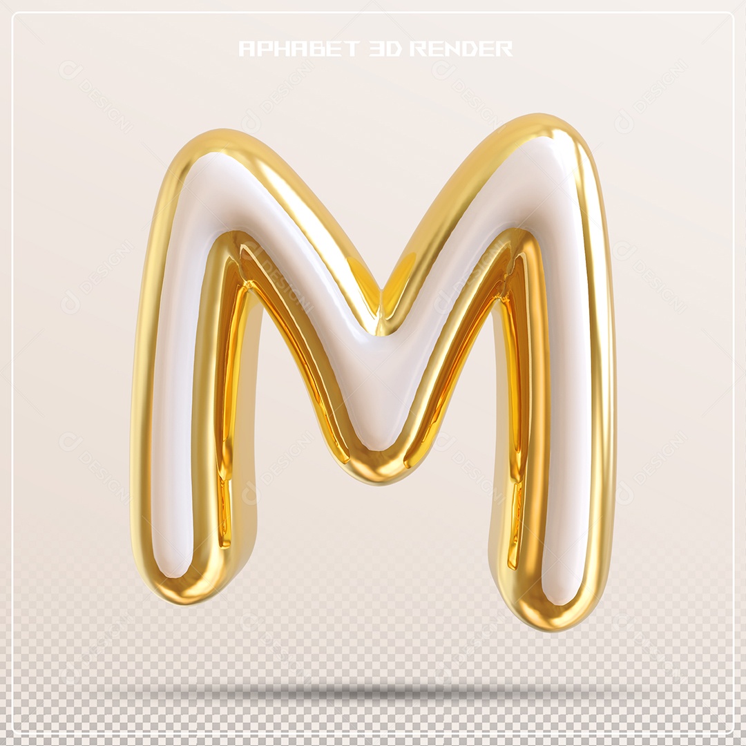 Balão Dourado Letra M Maiúscula Elemento 3D Para Composição PSD