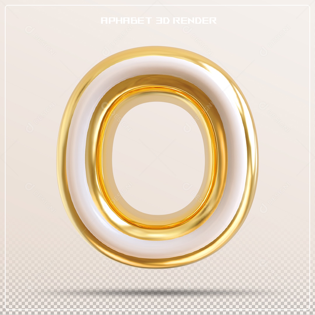 Balão Dourado Letra O Maiúscula Elemento 3D Para Composição PSD