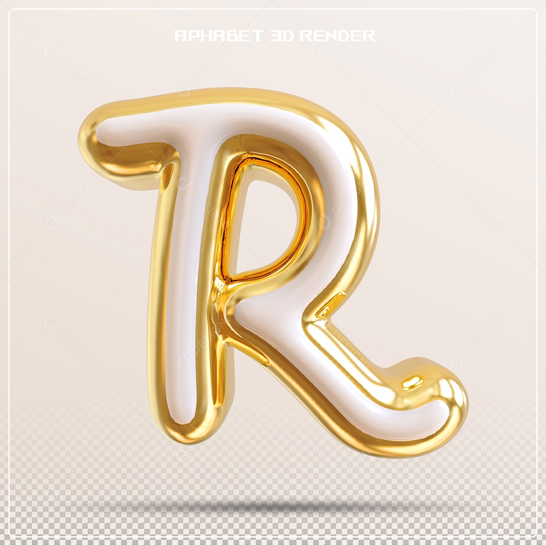Balão Dourado Letra R Maiúscula Elemento 3D Para Composição PSD
